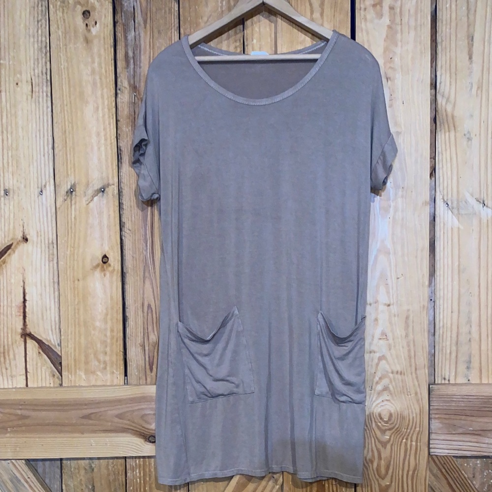 Casual Tan Women's Dress with Pockets